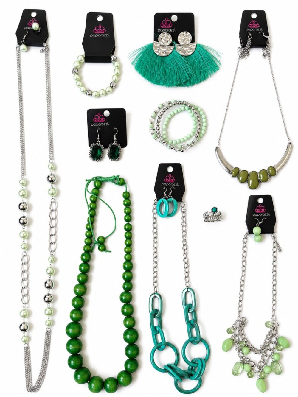 Paparazzi Green Jewelry Lot – 10 Pieces